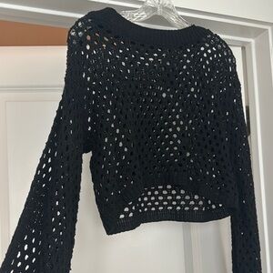 Black Open-Knit Women's Sweater/Cover-Up